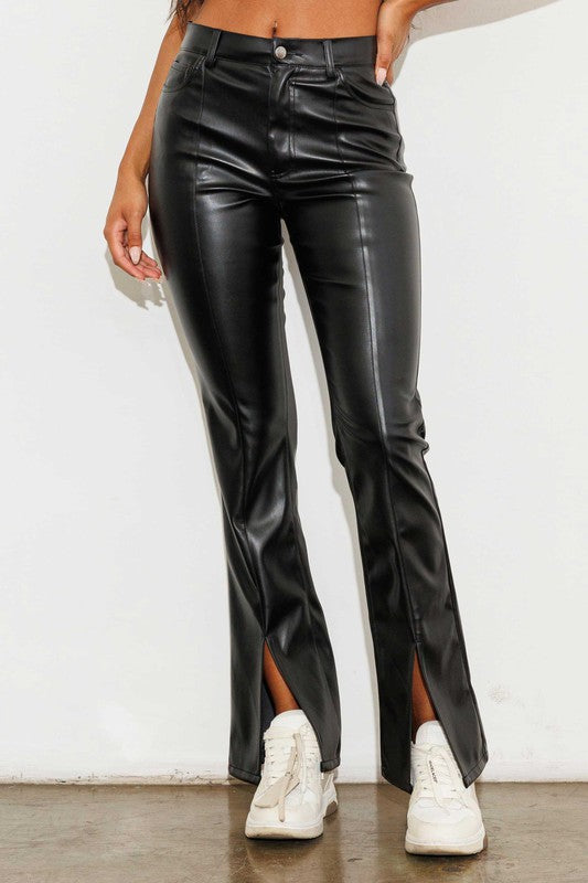 Medium Black Leather Pants Bootcut Urban Concept Bogattica Made in